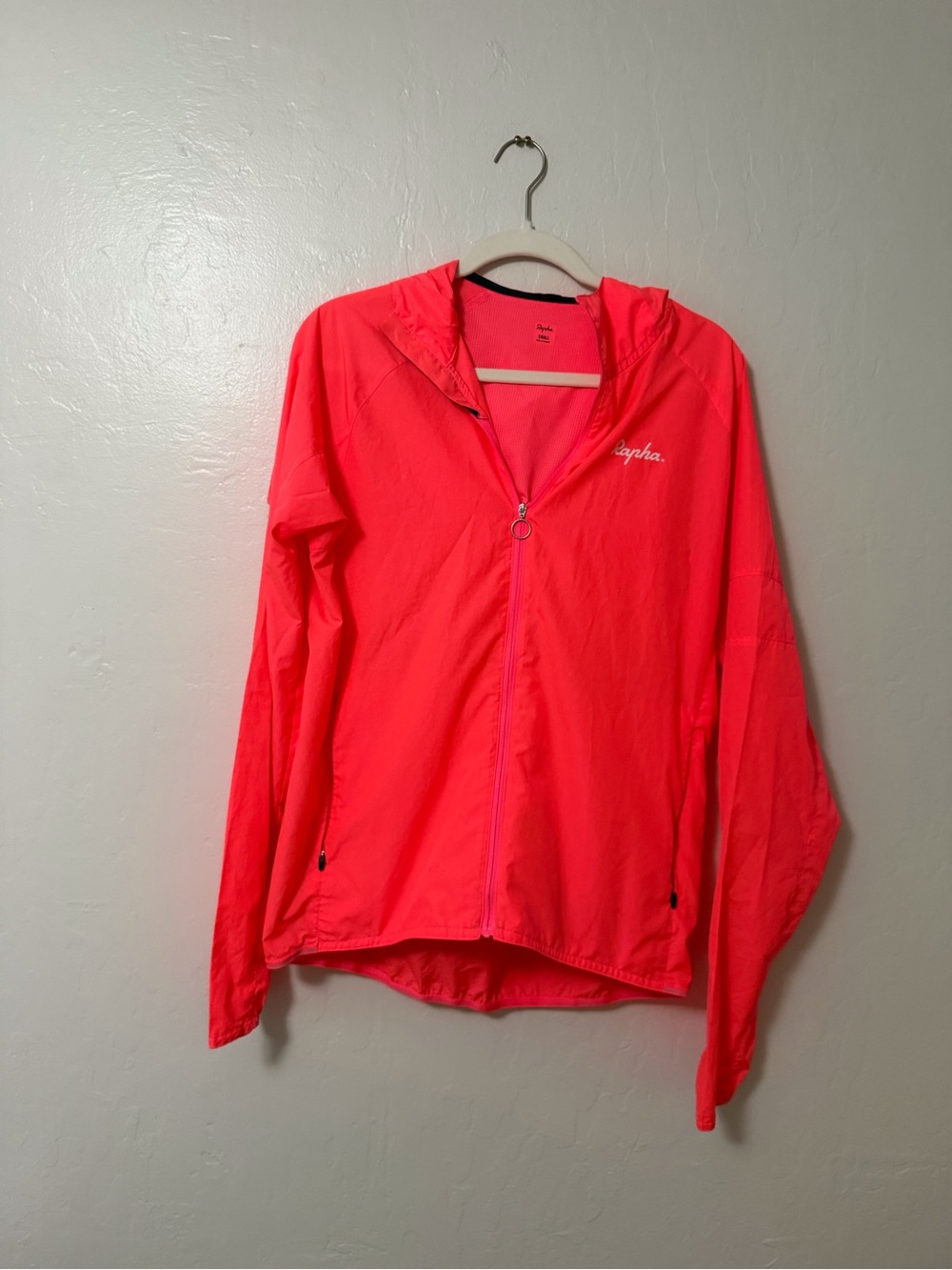Rapha Women's Neon Pink Hooded Zip Cycling Jacket